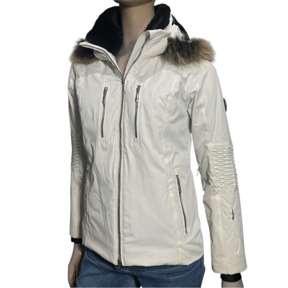 Descente Women's Size 4 White Layla Insulated Hooded Faux Fur Trim Jacket - Picture 3 of 10